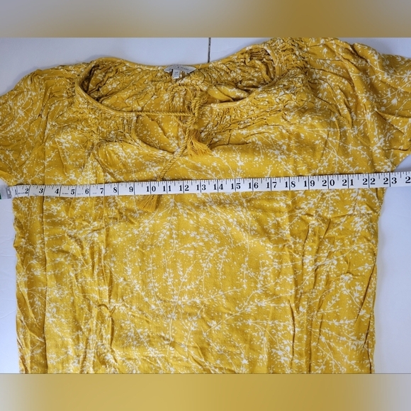Lucky Brand Yellow Boho Hippie Floral Tassel Long Sleeve Peasant Top - Picture 5 of 8
